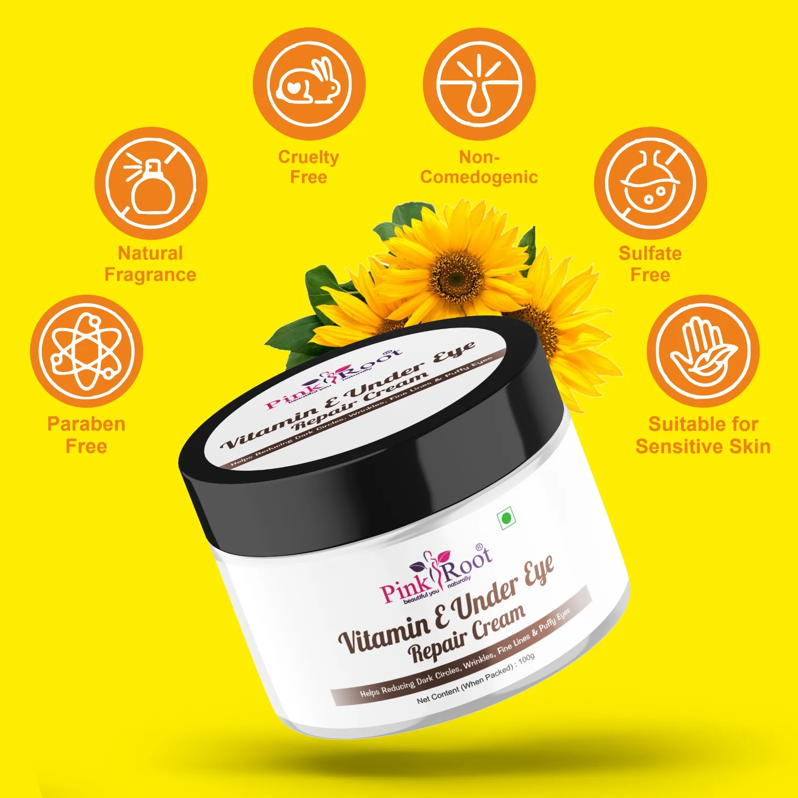 Pink Root Vitamin E Under Eye Repair Cream|Under Eye Cream for Women & Men - Reduced Dark Circles  (100 ml) view 6