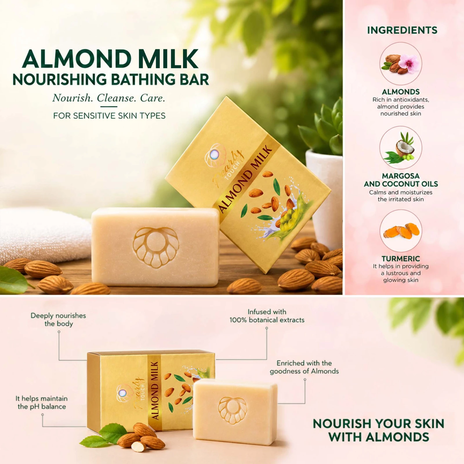 Pearly Touch Almond Milk Nourishing Bathing Bar view 2